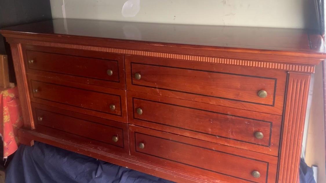 Solid Wood Cherry Long 6 Drawer Dresser   .jpeg