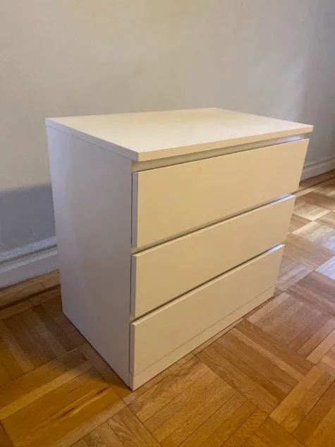 White Solid Sturdy 3-Drawer Dresser