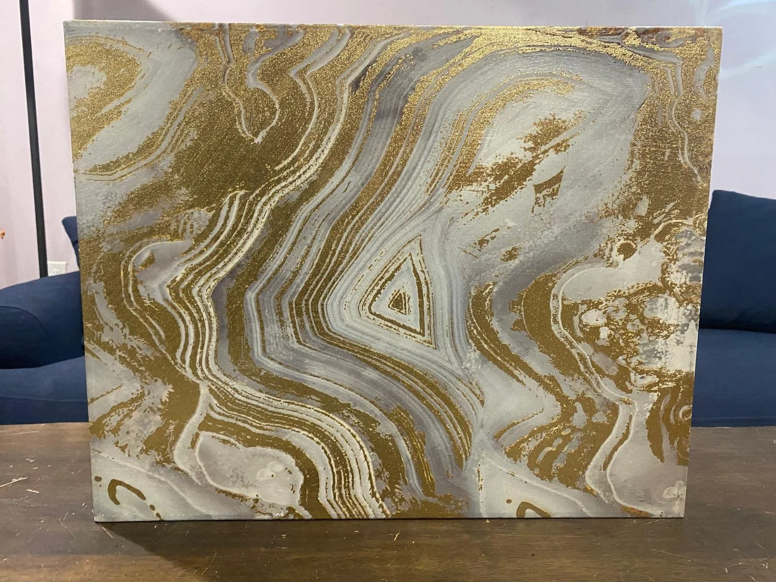 Gold and Silver Swirl Painting