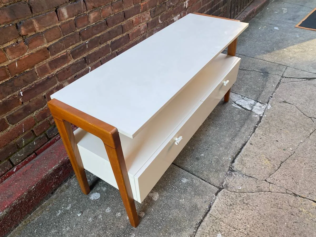 West Elm Modern Media Console Pecan/White