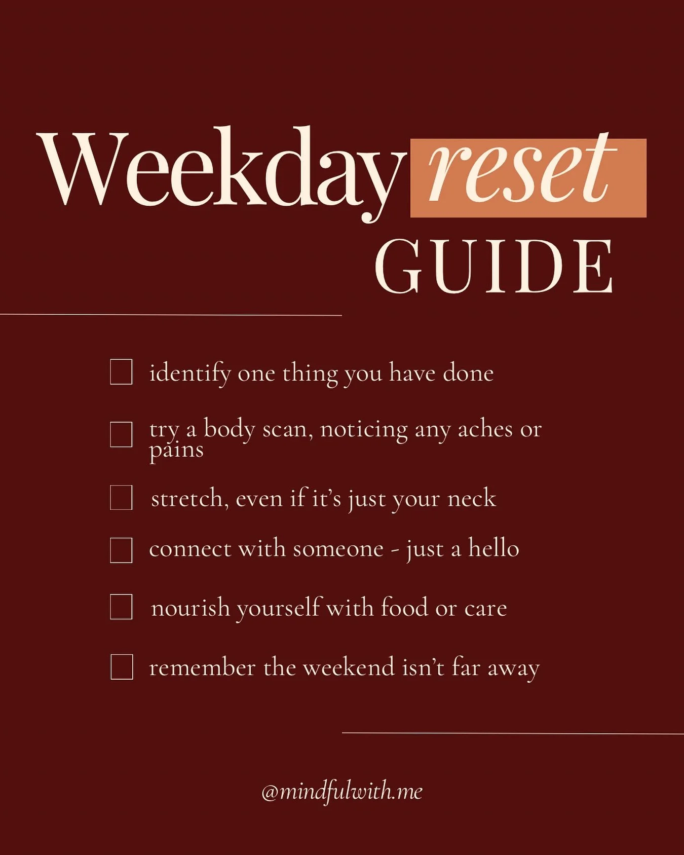 Thursdays sometimes are hard but you can always do a little weekday reset 🌟 

Acknowledge your achievements no matter how small and take time to meet your needs, even it&rsquo;s a small task. 

#mindfulness #weekdayreset #mindfulwithme #therapy #car