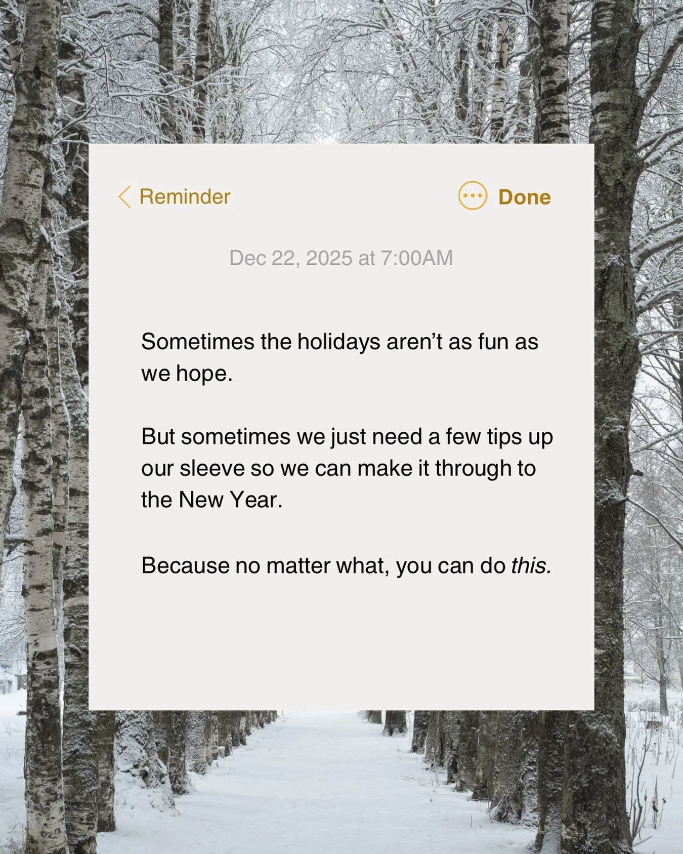 The holidays can feel overwhelming, but a few simple habits can keep the stress in check. Here are my quick‑to‑apply tips for staying grounded, connected, and kind to yourself this season. 🌟read more about it at mindfulwithme.co.uk/journal

Tips

✅ 