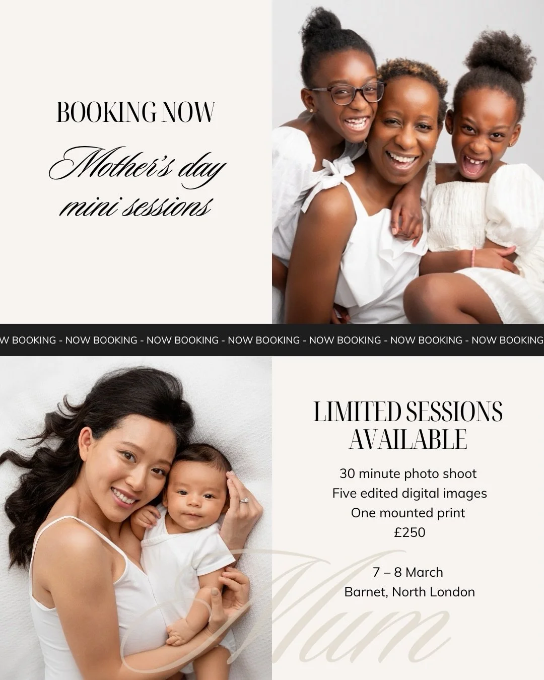 Photos with your children aren&rsquo;t about perfect poses.

It&rsquo;s about the way they reach for you.
The way they laugh in your arms.
The quiet in-between moments you never want to forget.

I&rsquo;ve opened two exclusive studio days - Saturday 