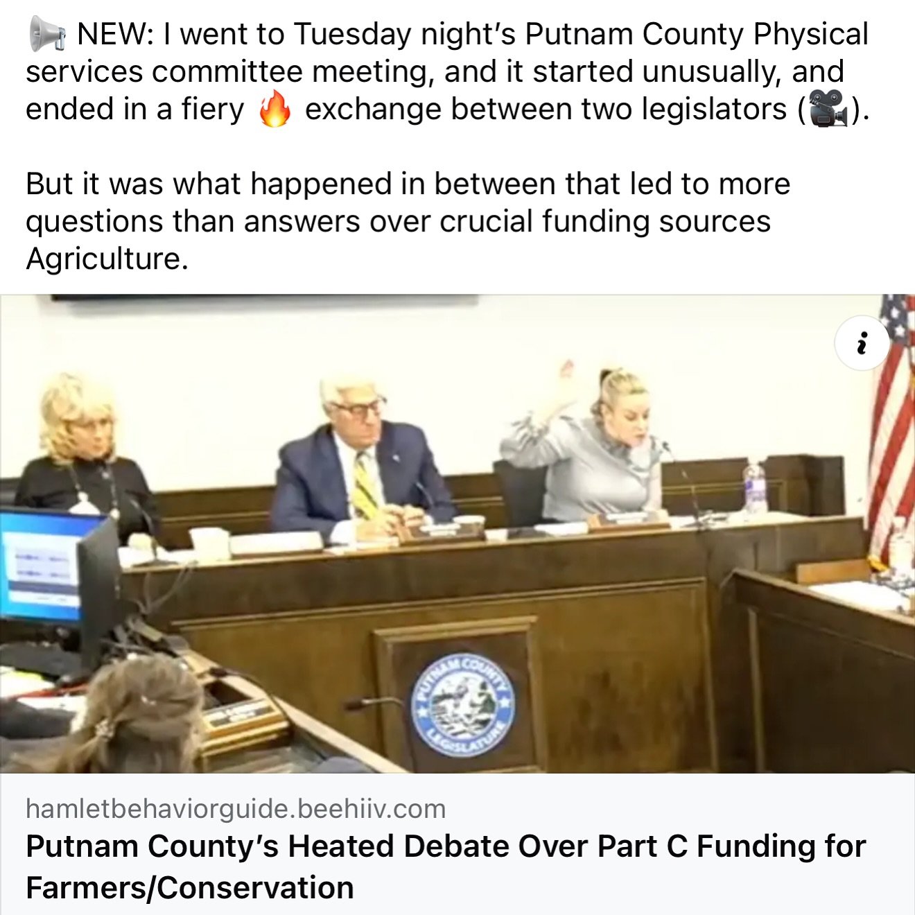 🚨FULL Link in the Bio: Putnam County Legislature ends in fiery exchange between two legislators over farming issue. 

PLUS: A debate on the proper use of crucial fund for agriculture 

#putnamcounty #local #localpolitics #government