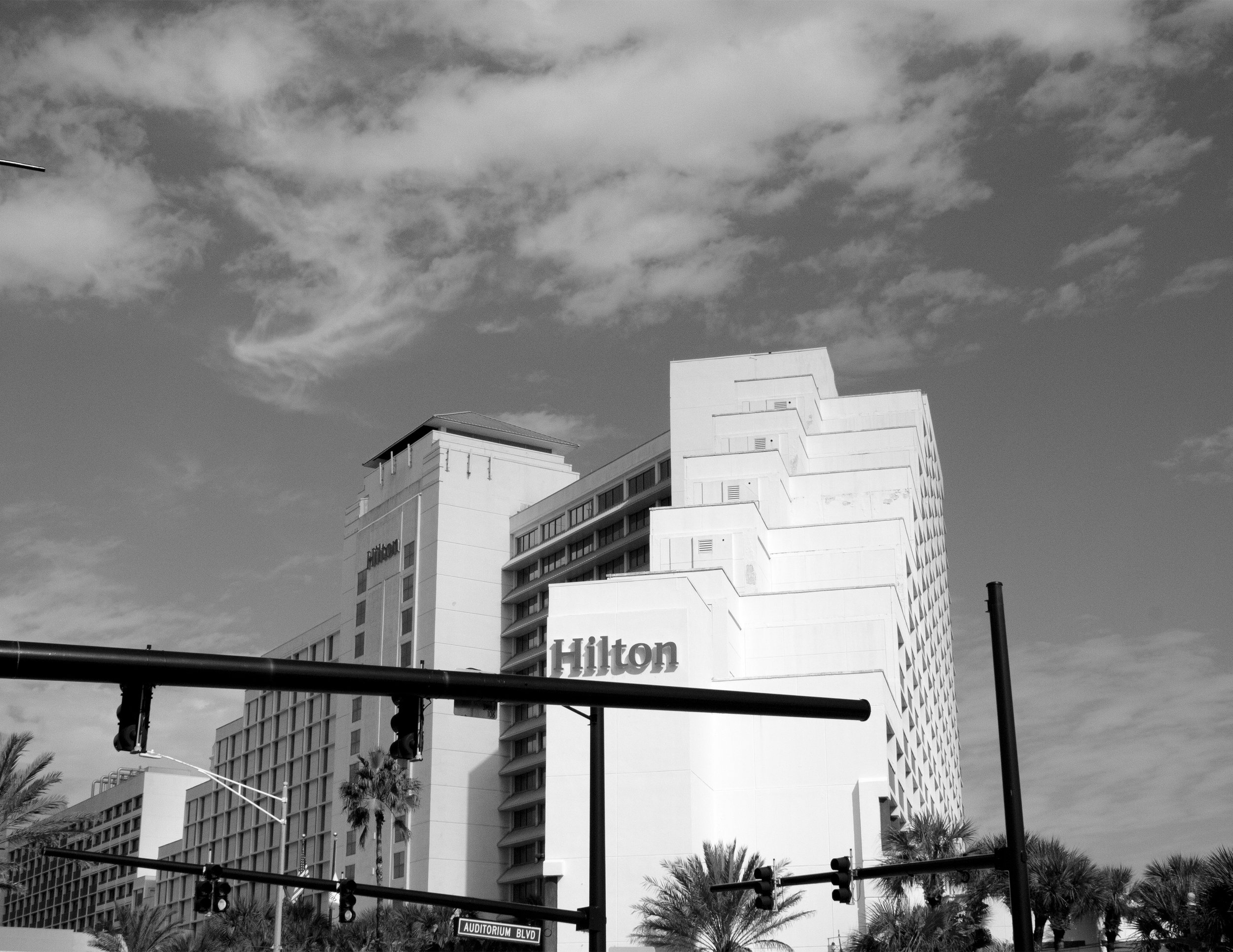 The Hilton on Beachside: Daytona Beach, FL. Taken with Canon Rebel T7. 2024.
