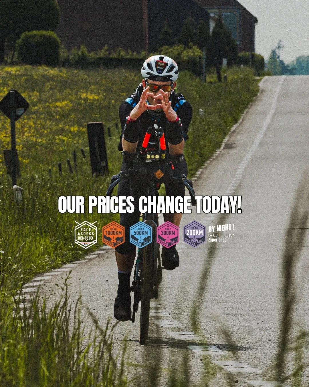 🚨 PRICE CHANGE FOR THE BENELUX! 

🚴&zwj;♂️💨 In exactly 3 months, the first edition of the Race Across Benelux will kick off. That&rsquo;s why our prices are changing! 

🌄 Experience this unique adventure, the successor to the former Race Across B