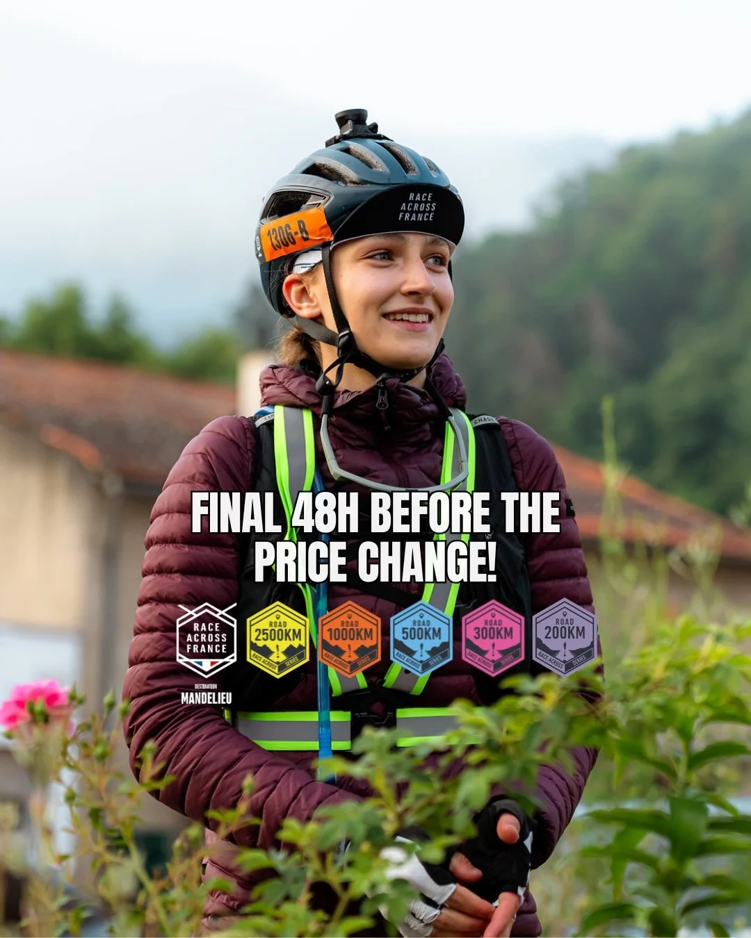 🇫🇷⏳ ¡En dos días cambiarán los precios de la legendaria Race Across France – edición de Mandelieu! 🚴‍♂️ 

🗓️ En solo tres meses (del 18 al 28 de junio) vuelve nuestro evento estrella: ya hay más de 1300 ciclistas inscritos, y el recorrido de 500 km es