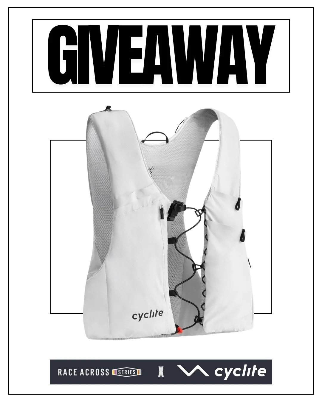 🎁 GIVEAWAY ALERT 

💝 Ready for your next ultra-distance ride or bikepacking adventure? 

Meet the CYCLITE HYDRATION VEST &ndash; your perfect companion on long days in the saddle:

◾️ Ultralight &amp; breathable for maximum comfort
◾️ Close-fitting