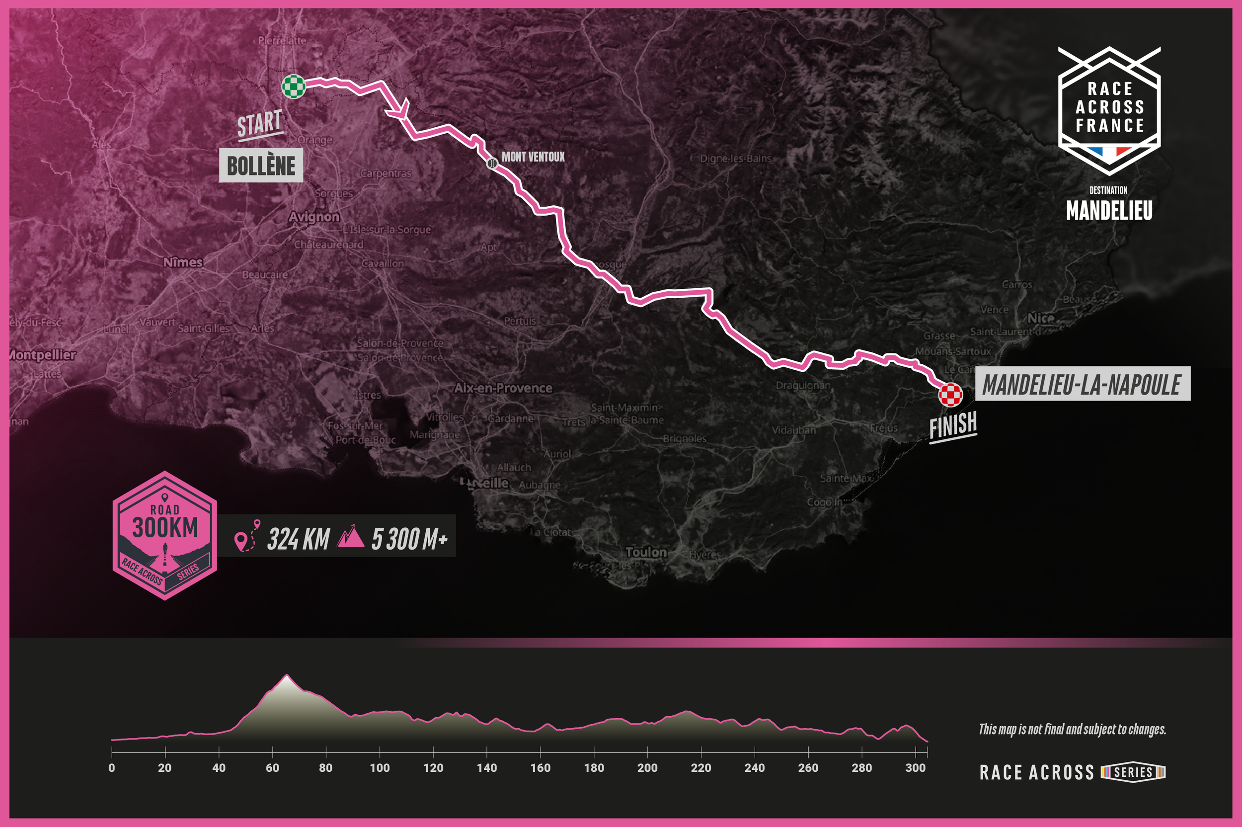 Race Across France - map - 300 - ultra distance