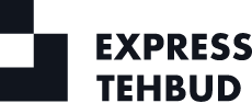 Логотип експрес-перевізника: чорний квадрат і напис «EXPRESS TEHUB».