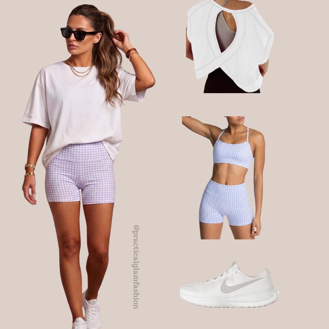 Blue gingham, but make it wearable all day. 💙✨

The trick to athleisure that doesn't look like you gave up: keep the palette tight, add one oversized layer, and finish with gold jewelry + clean white sneakers. That's the whole formula. 🤍

Save this