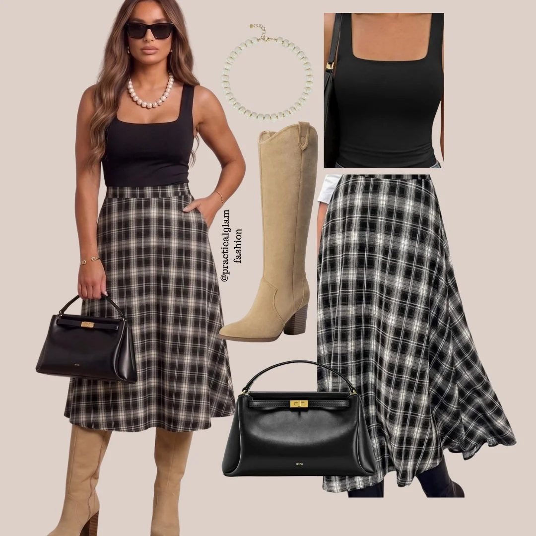 Its officially the 'ber months so that means fall is OFFICIALLY HERE. I love this time of year, especially the fashion! 

Im loving this plaid skirt, it screams autumn, the western boots keep it cool, and the whole thing looks way more expensive than