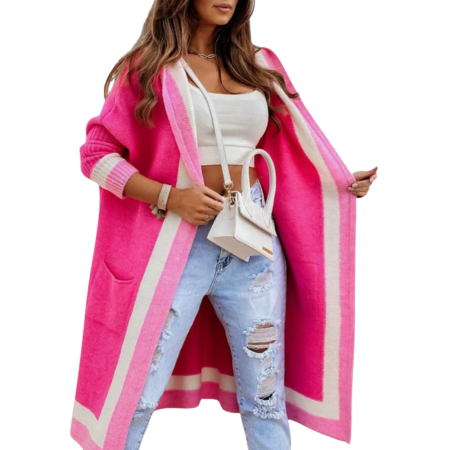Long pink duster cardigan
