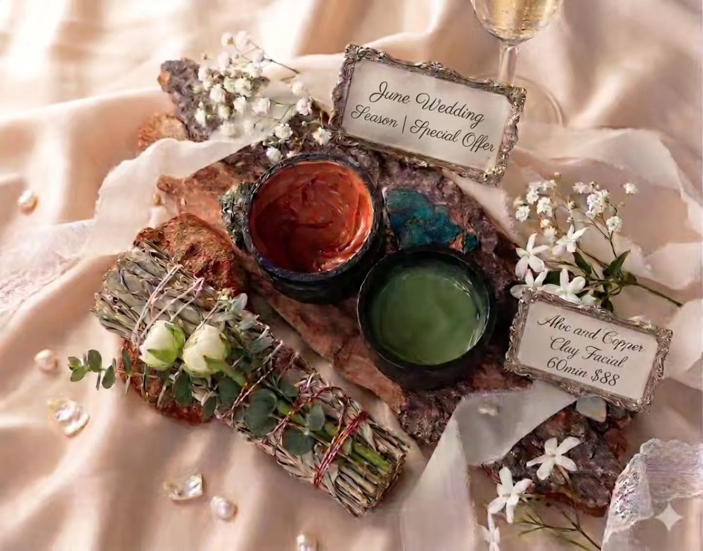 Our June Wedding Season Special. 💐 

 Wedding guest, bridesmaid,  bride-to-be, or ex-bride. You deserve a reset. 🥂

​Stress can show up on our skin, but we have the perfect remedy. Our 60-minute Wedding Season Special uses a calming Aloe Enzyme to 