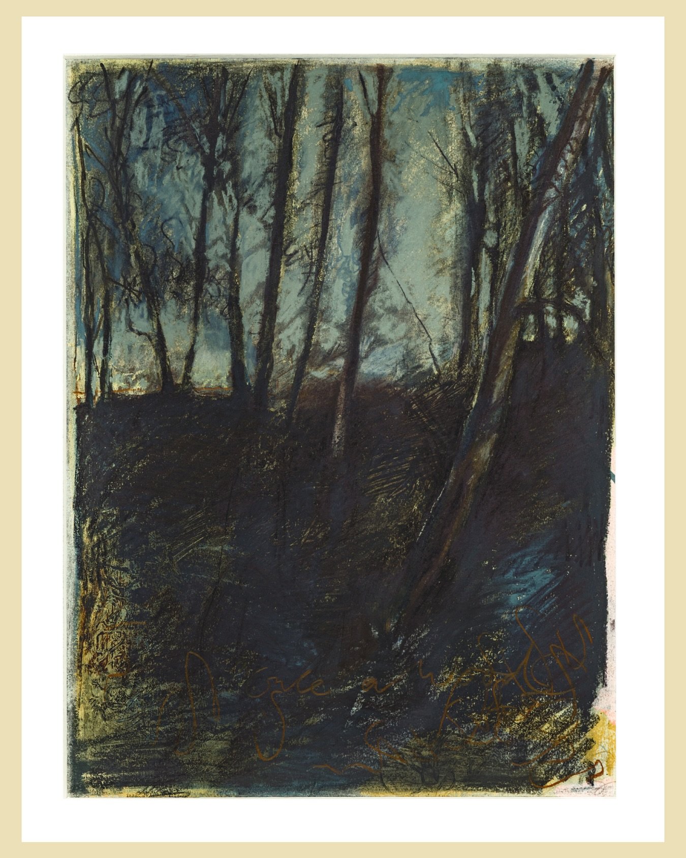 ONCE A WOOD - WINTER SOLSTICE
29 CM x 39 Cm
Chalk pastel over acrylic paint on paper

&lsquo;SOLSTICE TO SOLSTICE&rsquo; SERIES
&ldquo;Once a wood, always a wood&rdquo; is taken from Sylvia Townsend Warner&rsquo;s 1926 novel Lolly Willowes. The quote