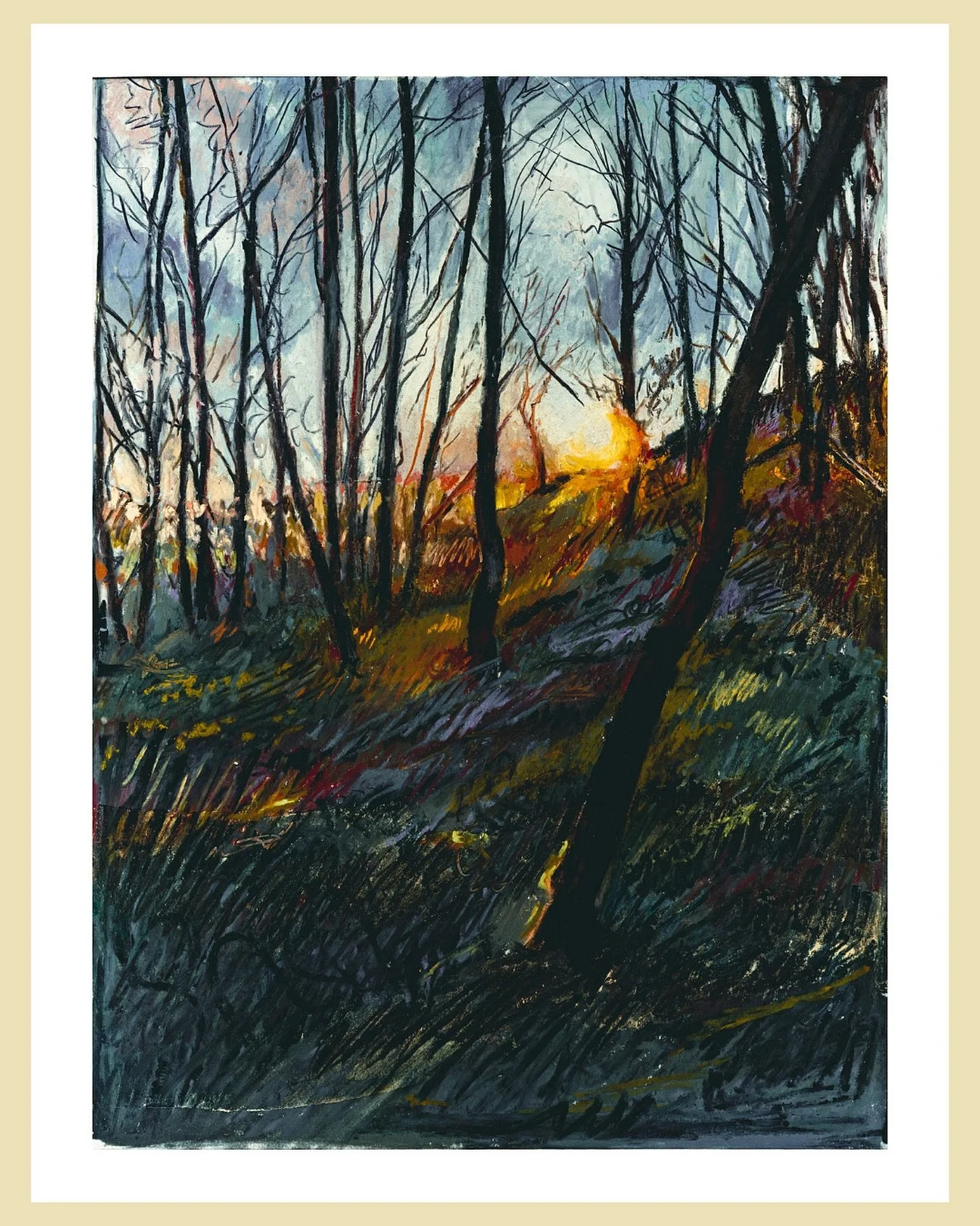 ONCE A WOOD - MARCH
29 CM x 39 cm
Chalk pastel over acrylic paint on paper
I have always relished the directness of chalk pastels combined the potentail to layer marks of pure pigment, giving the drawings an imediacy and intenisty of colour.
#pastela