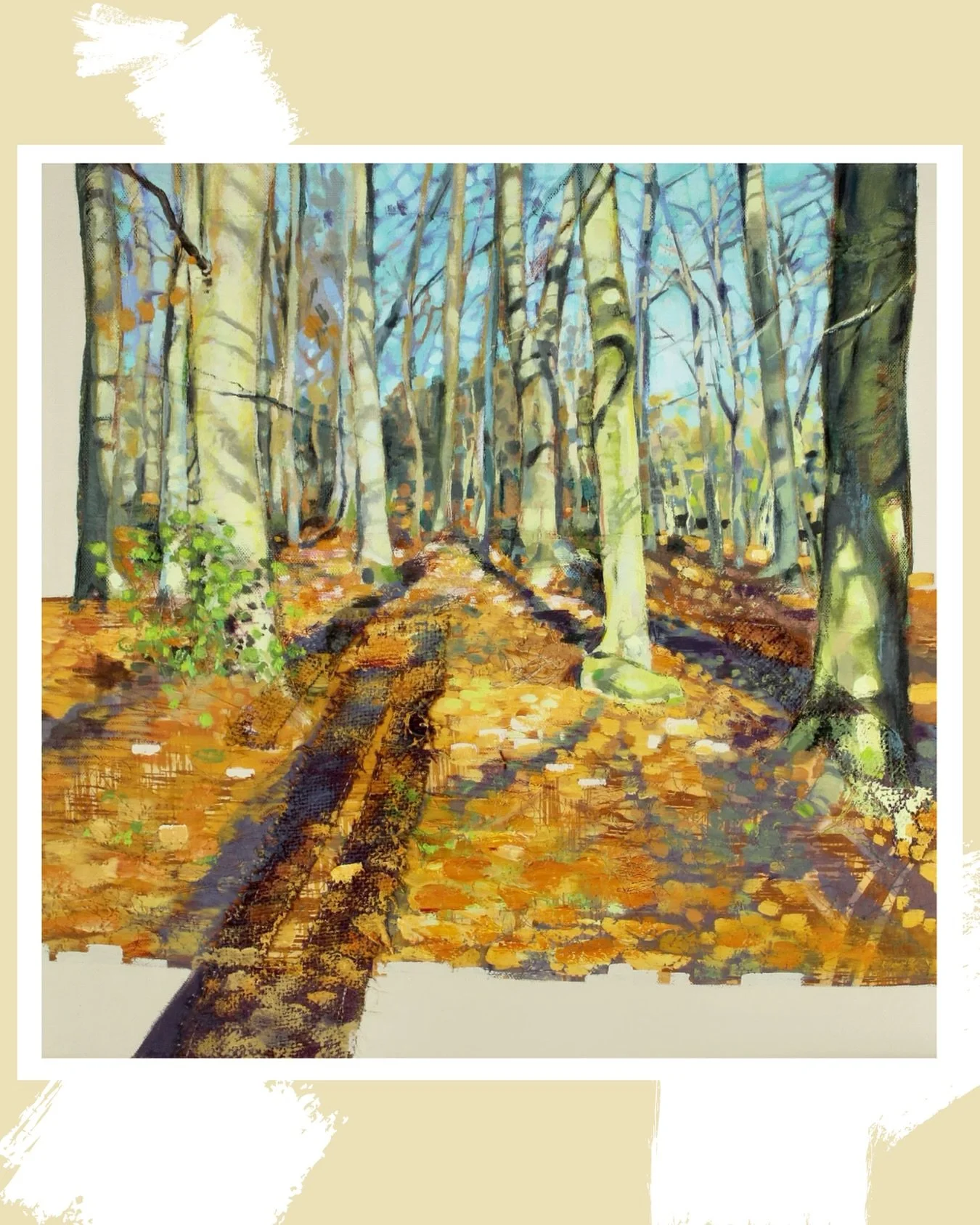 Following Autumn Shadows

45 cm x 45 cm

Acrylic paint on fabric collage

SOLD 

Often, the light on autumn days in a woodland is intense, slanting low through the trees&mdash;intensified by the absence of the diffuse canopy of spring and summer. The