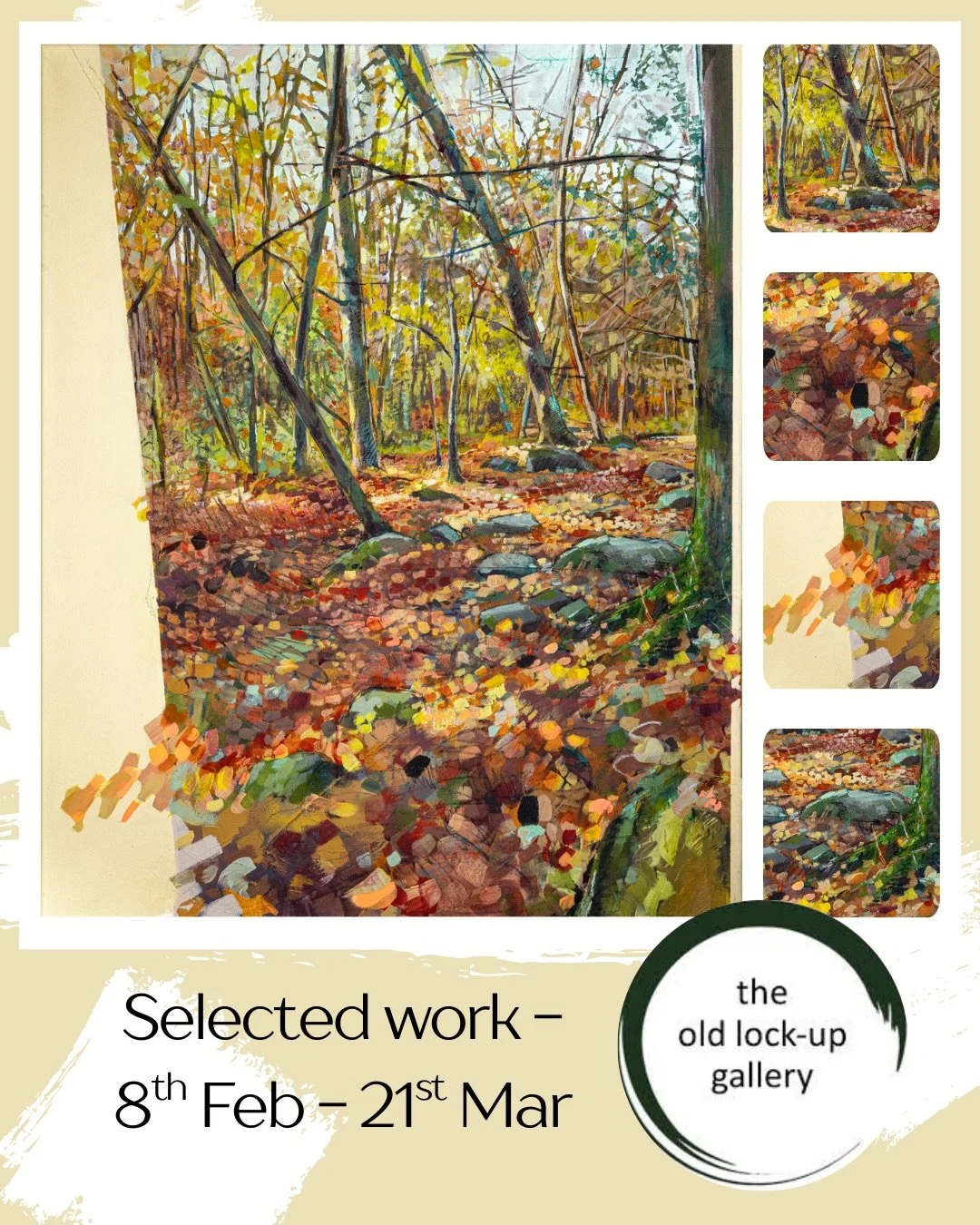 See this painting in the lovely setting of The Old Lock Up Gallery in the beautiful village of Cromford. The Open 26 runs from 7th February to 21st March. #mariaboltonartist #theoldlockupgallery #derbyshireartist #woodlandartist

Amber Moment
80 cm x