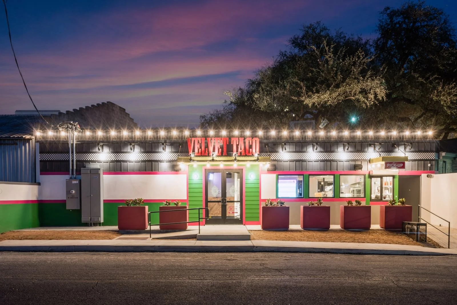 image of commercial outdoor planters for velvet taco