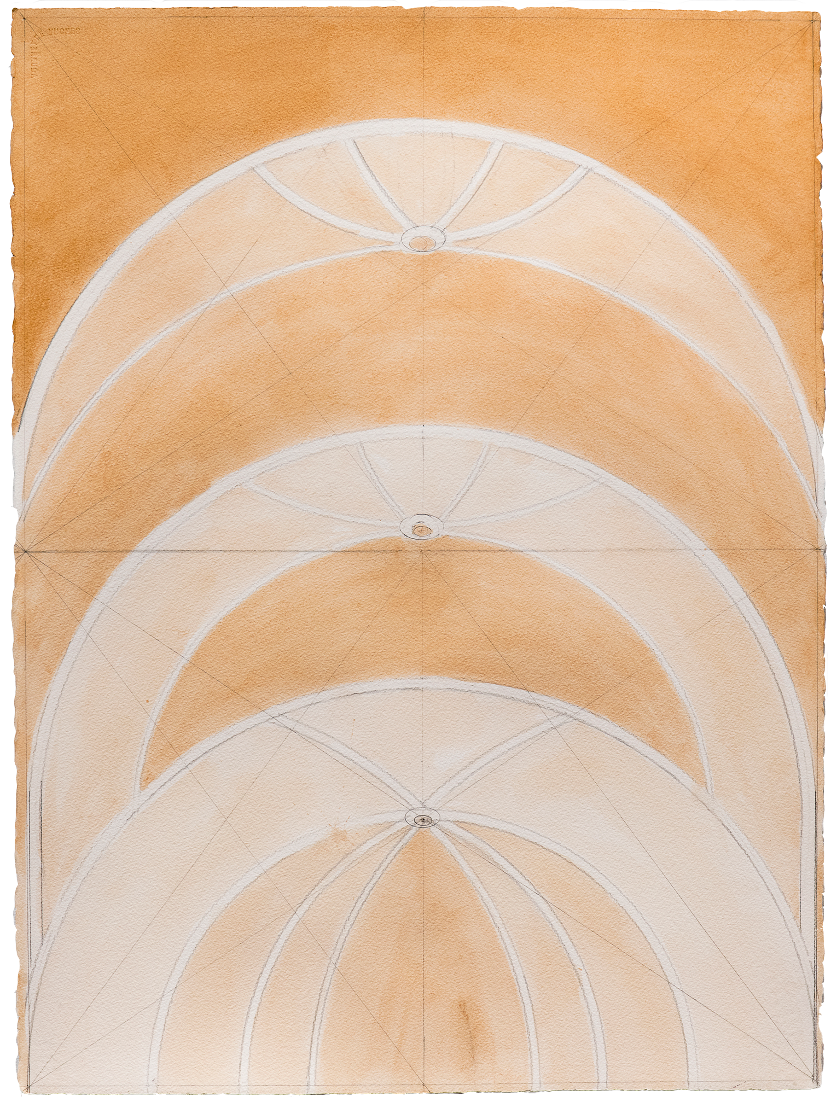 Tela di pietra #5 (Stone scrim), Ink wash and graphite on Arches paper, 30 x 22", 2023