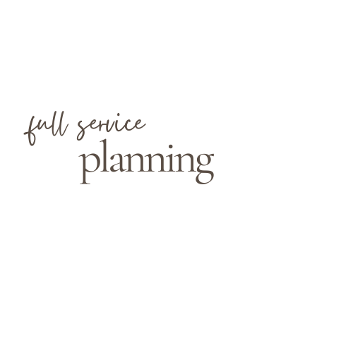 Text saying 'full service planning' on a white background.