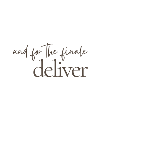 Text that reads 'and for the finale deliver' in different fonts on a white background.