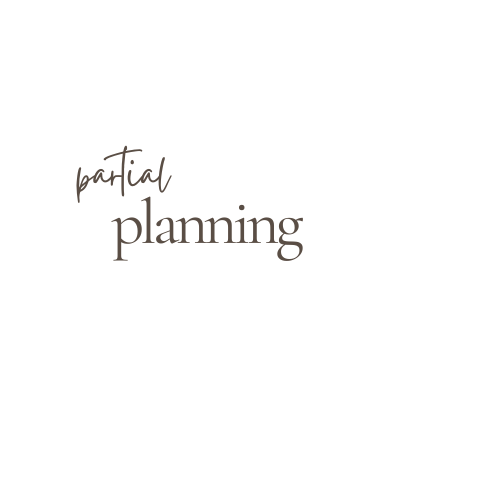 Partial planning text in stylish fonts on a white background.