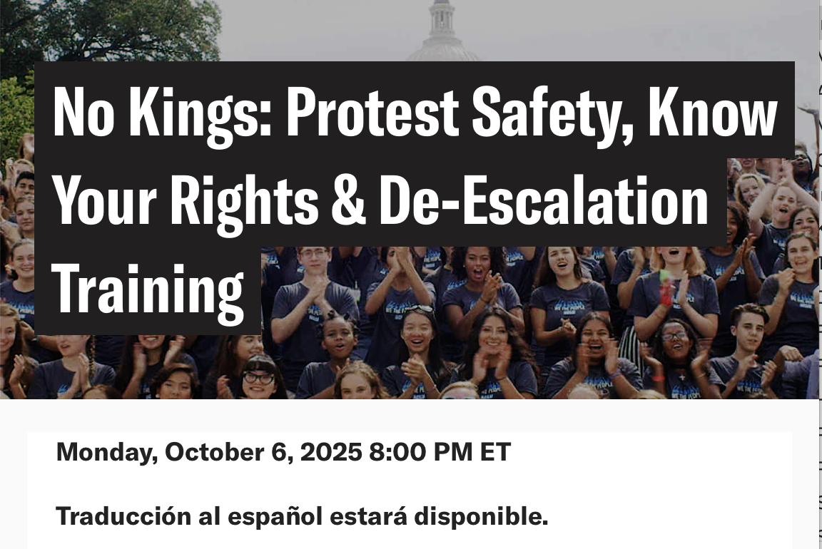 No Kings: Protest Safety, Know Your Rights & De-Escalation Training