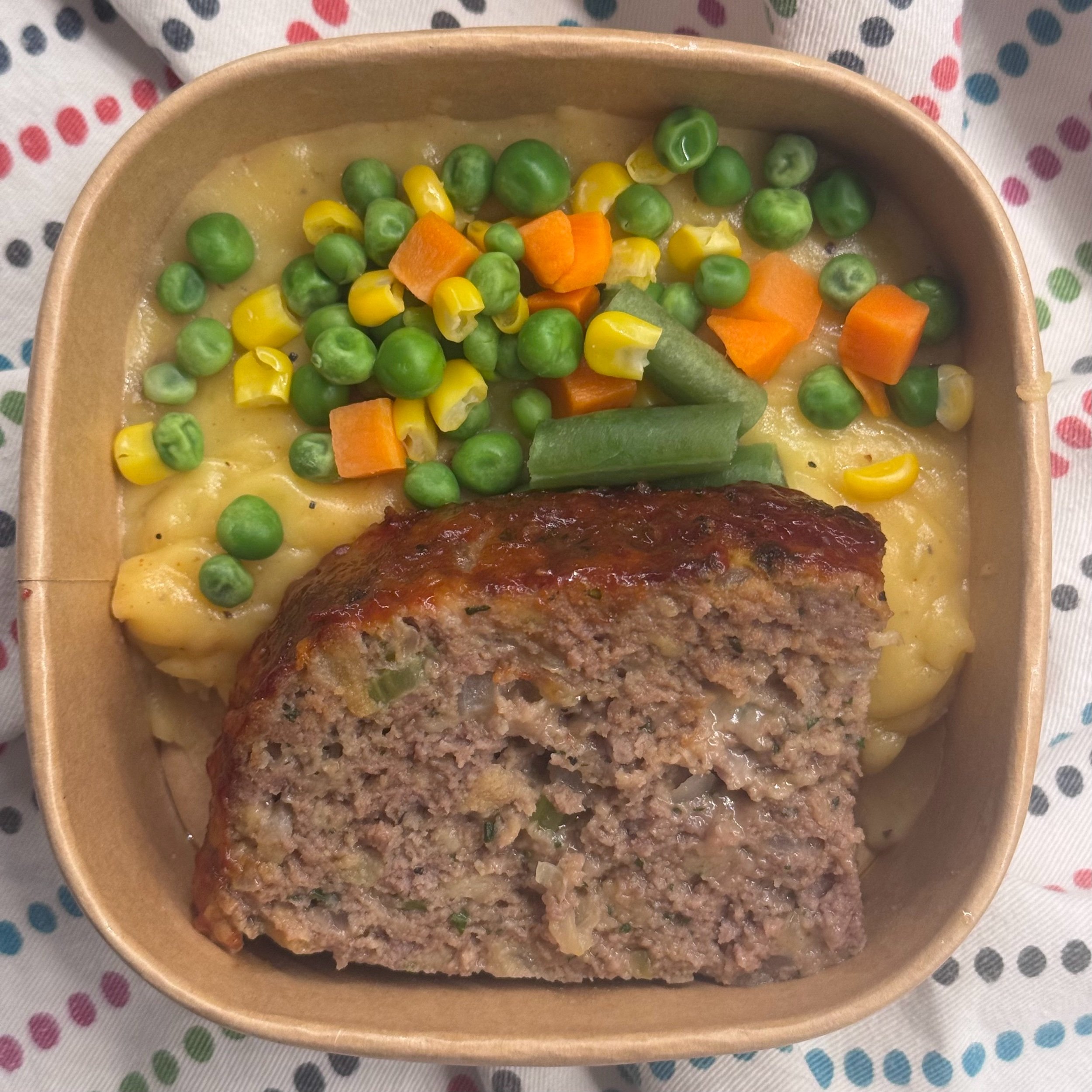 Southern Style Meatloaf with Mashed Potatoes &amp; Veggies