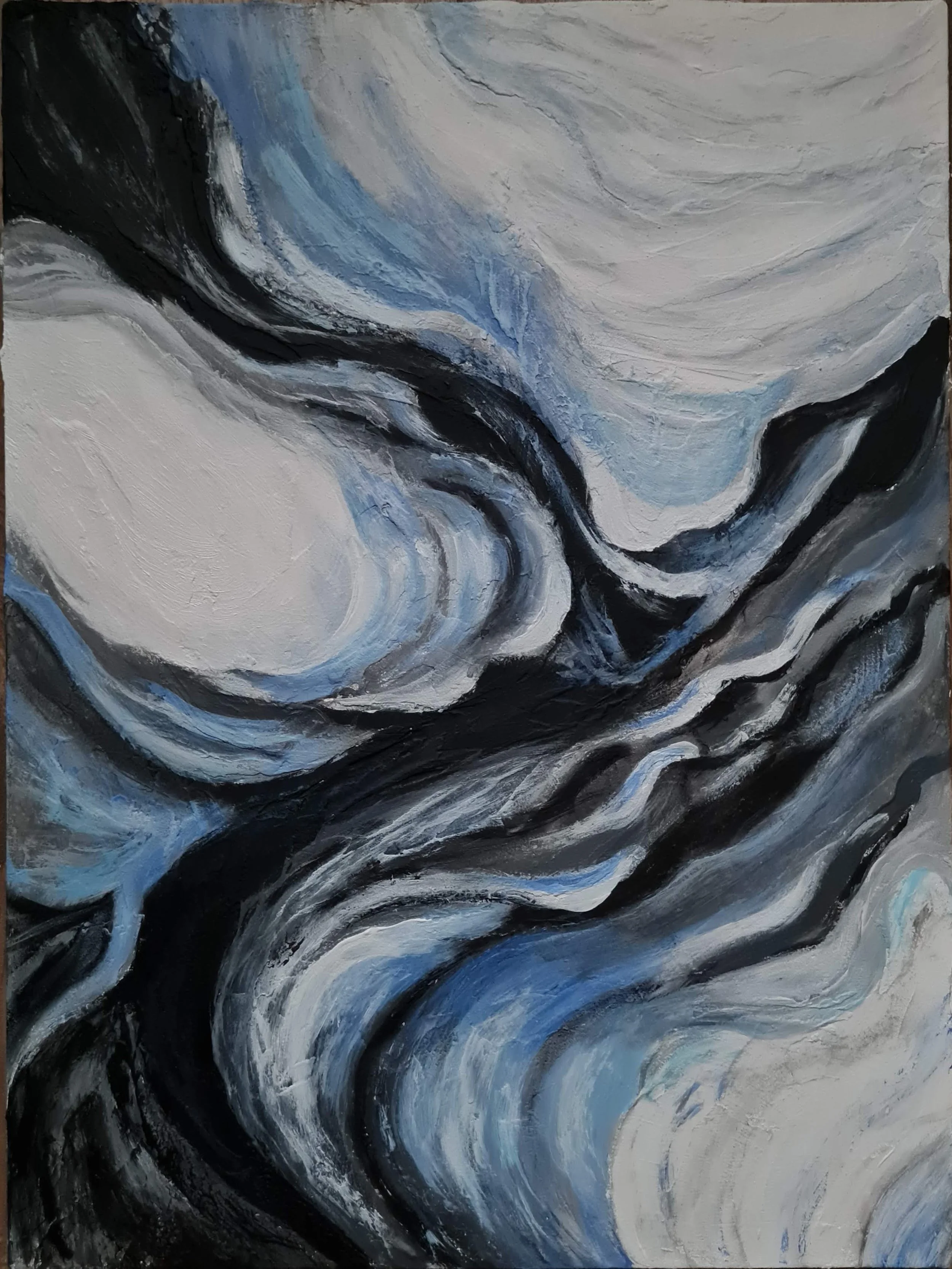  Valentina Ritorova  - “Dance of Light and Darkness” 
Acrylic & texture paste on cardboard
30 × 40 cm