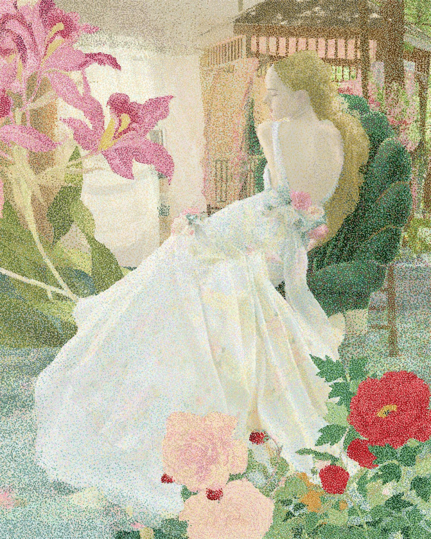 "Garden Party" 26 in x 22 in, Micro-Pointillism, Corel Painter