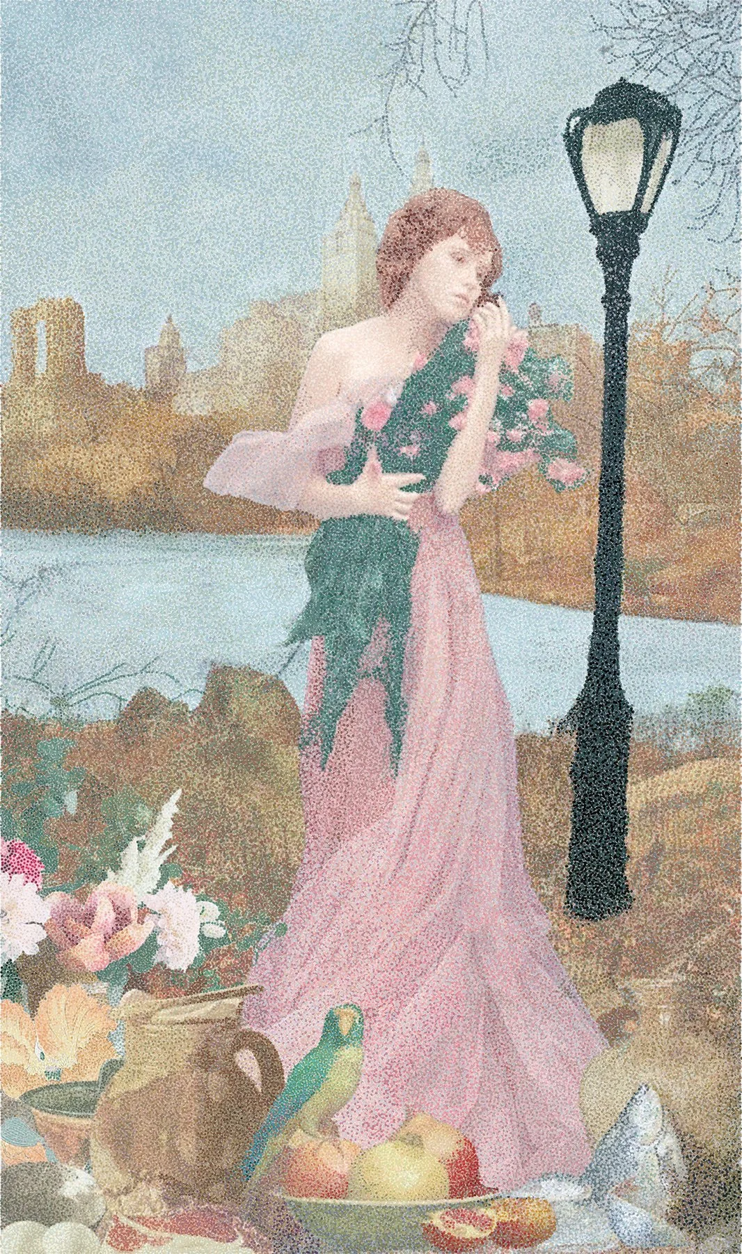 "I Come Bearing Gifts” 20 in x 29.5 in, Digital Painting: Micro-Pointillism, Corel Painter