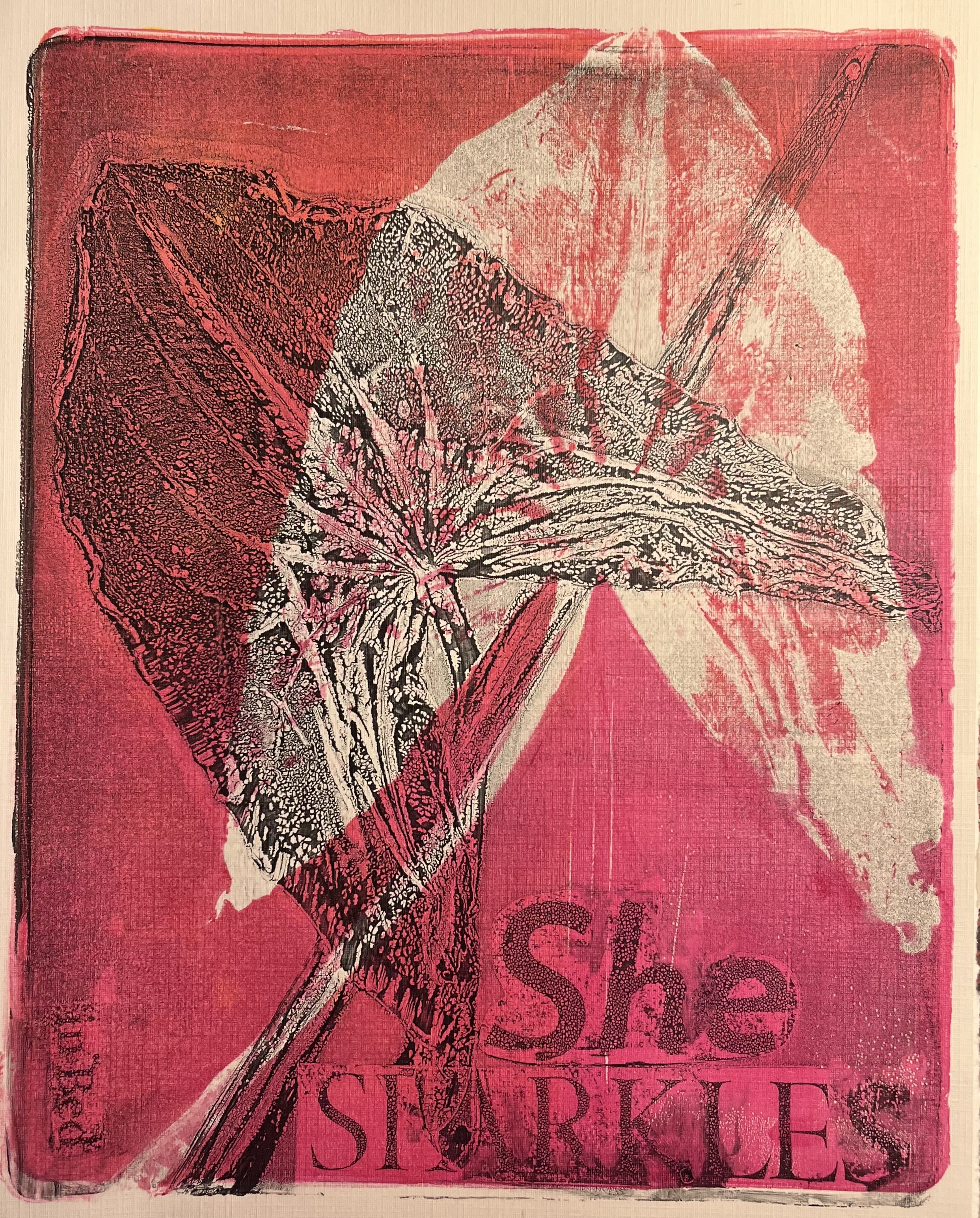 Jentavious Bork - Roseville, Michigan. "Swamp Goddess," 2026. 8.5 x 11 in, acrylic monoprint. 