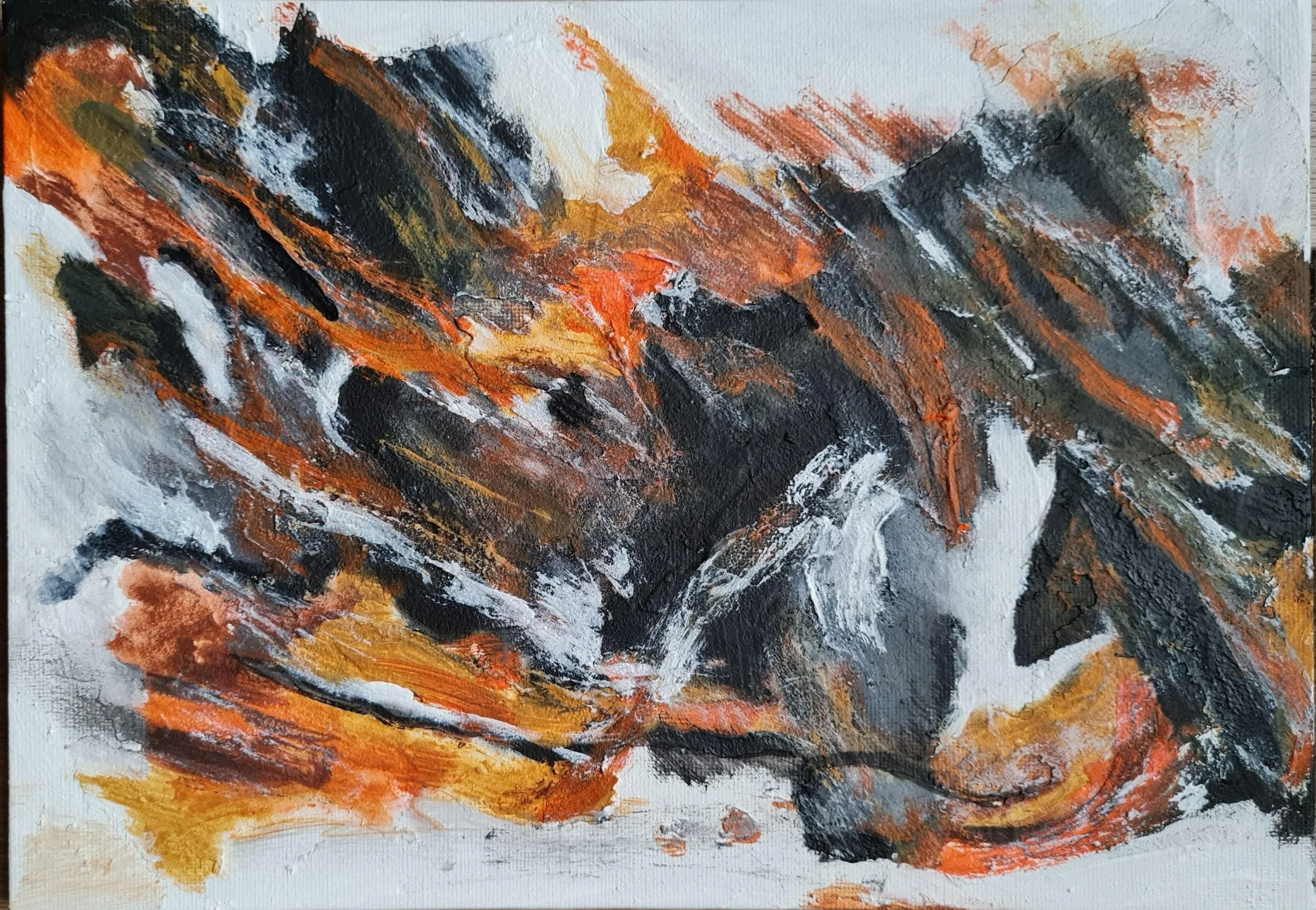 Valentina Ritorova - “The Wind that Fuels the Flame” 
Acrylic & texture paste on cardboard
30 × 21 cm