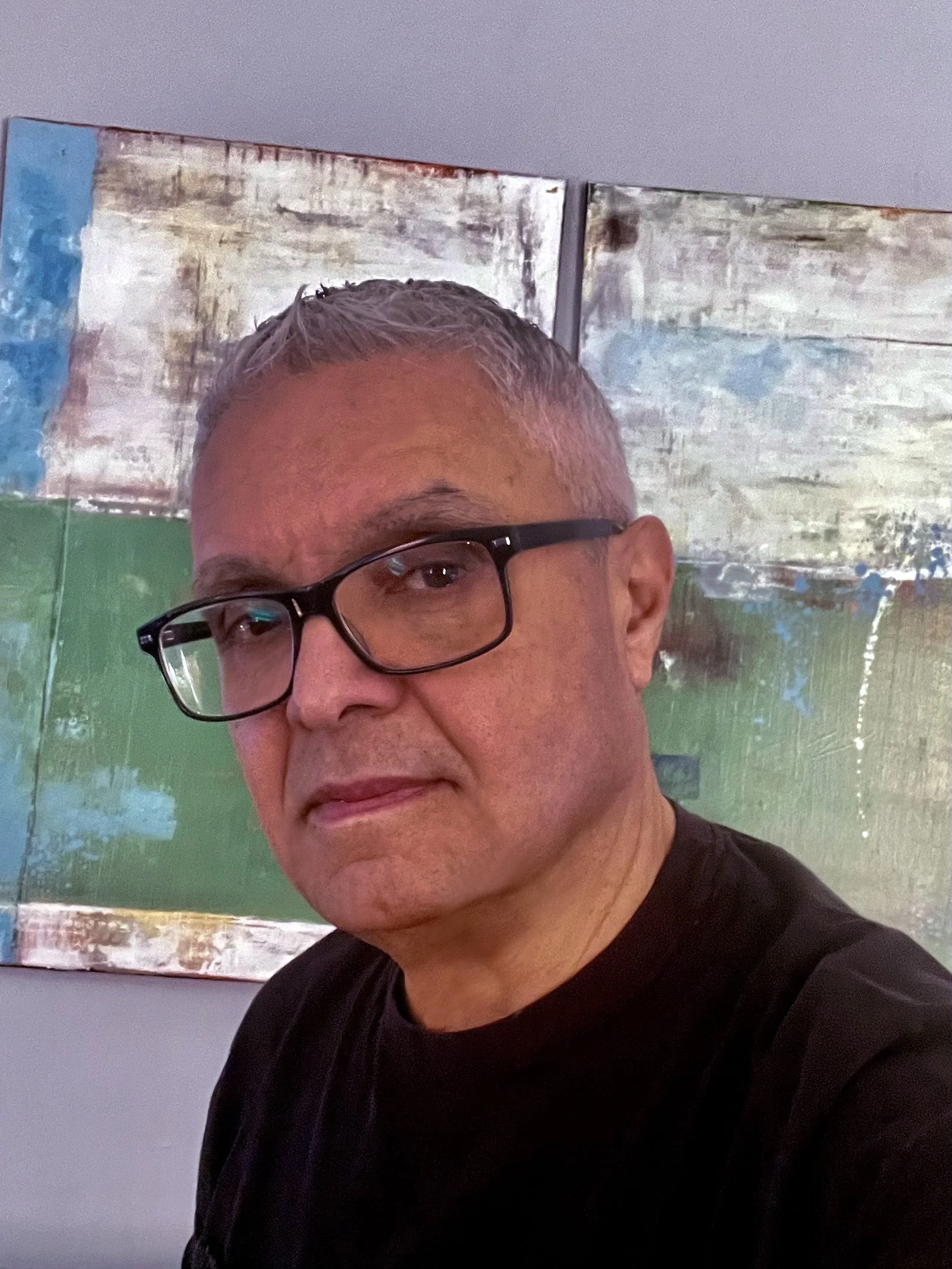 David Garcia, contemporary abstract artist and Second Place Jurors’ Choice winner at CEV Art Gallery.