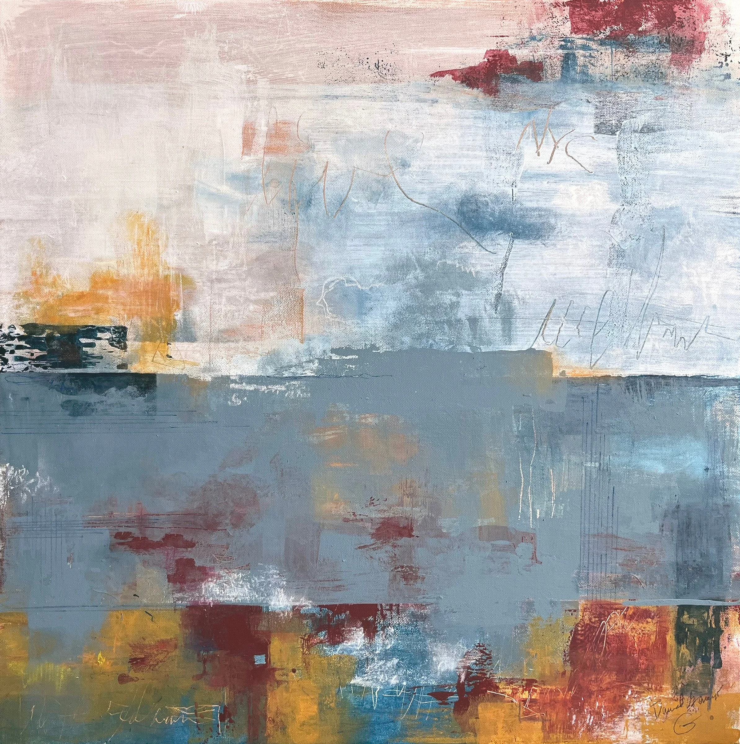 "Industrial Haze" Acrylic/Oil Pastels on canvas 24 x 24 in, by 2nd place winner, David Garcia of the Abstract Art Juried Exhibition