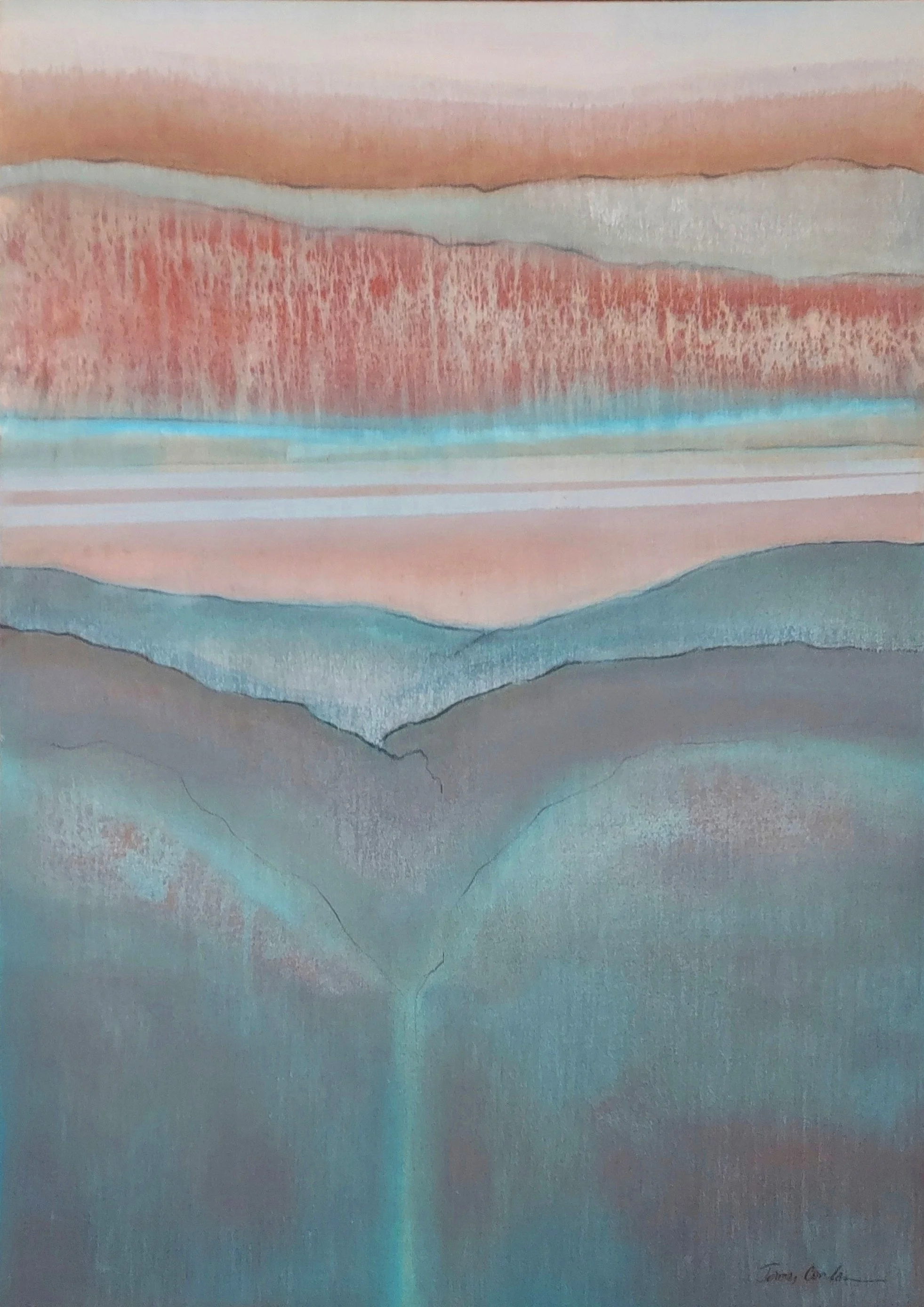 James Conlan (1st Place) - Houston, Texas - Latitude" 
Acrylic and oil pastel on polyester/cotton denim
33.25 x 48 in