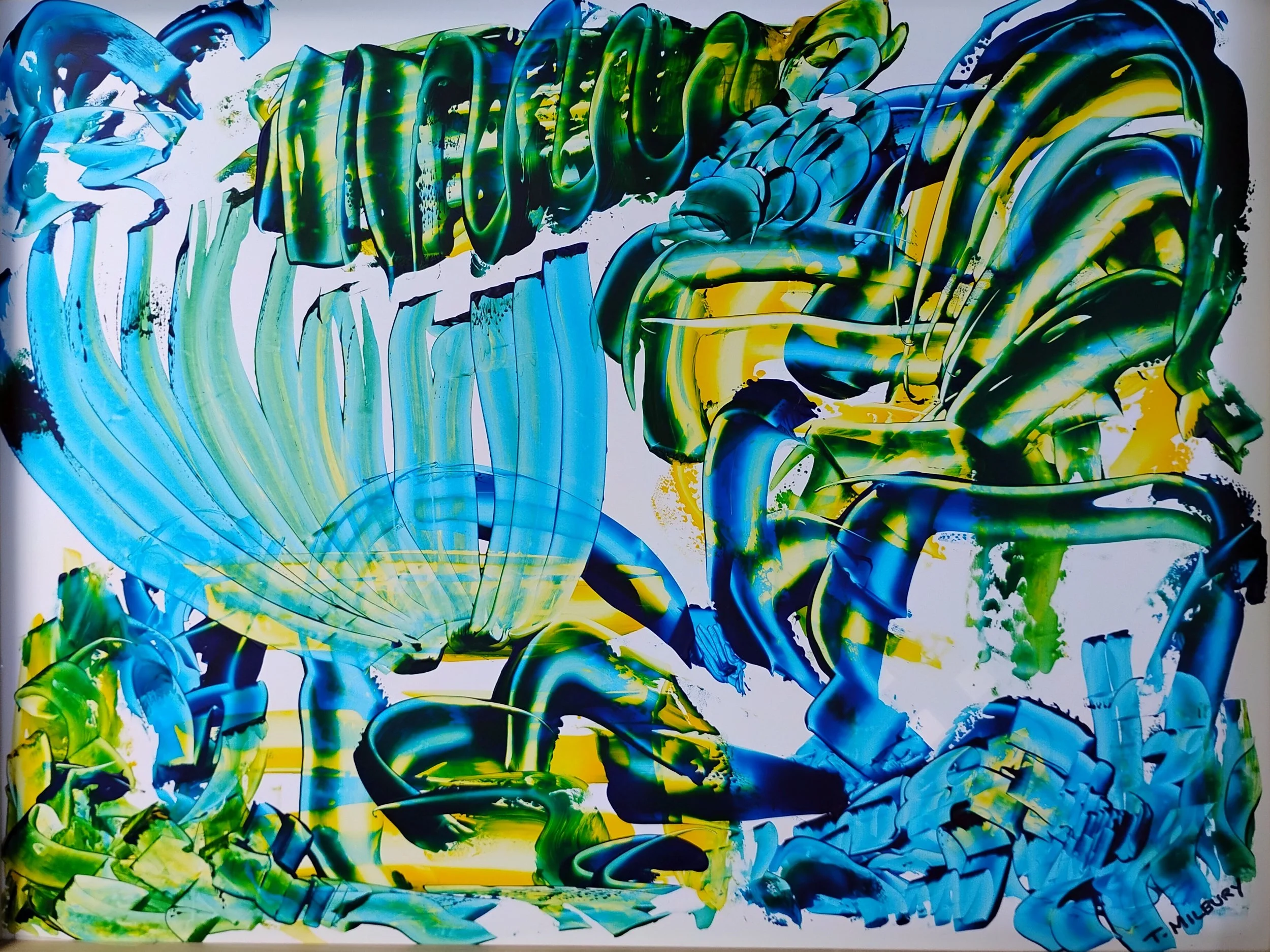 Thomas Milbury - New City, New York - “Uplifting” 
Acrylic on plastic with wood backing board
18 × 24 in