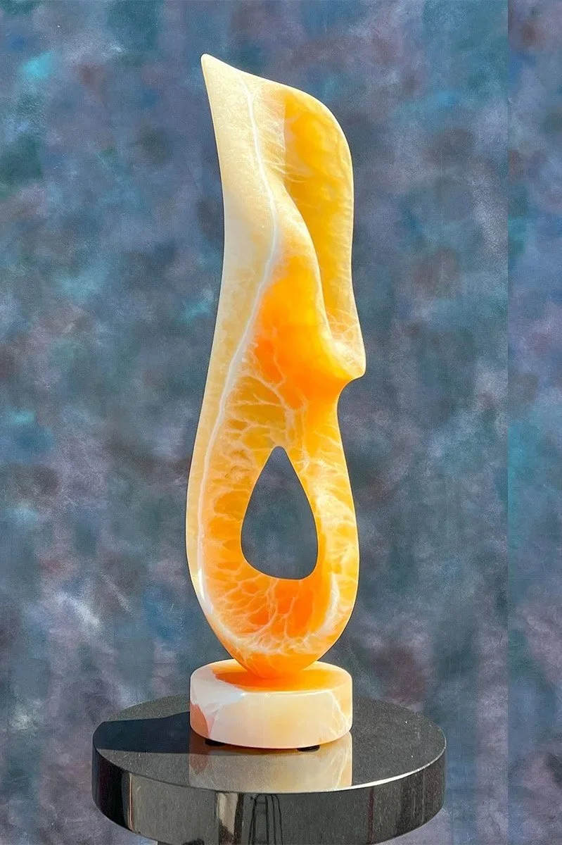 T Barny -  Healdsburg, California - "ARDERE - 'Flame'’" 
Utah 'Honeycomb' Calcite
7 x 32 in