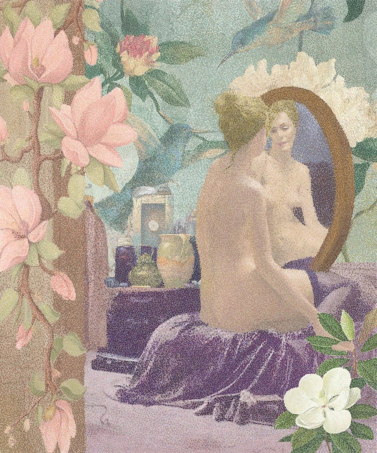 "Mirror’s Reflection" 27 in x 23 in, Micro-Pointillism, Corel Painter