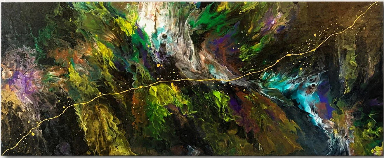 Arpita Maheshwary - Sugar Land, Texas - “Fractured Teapot” 
Acrylic painting on canvas
24 × 12 in
