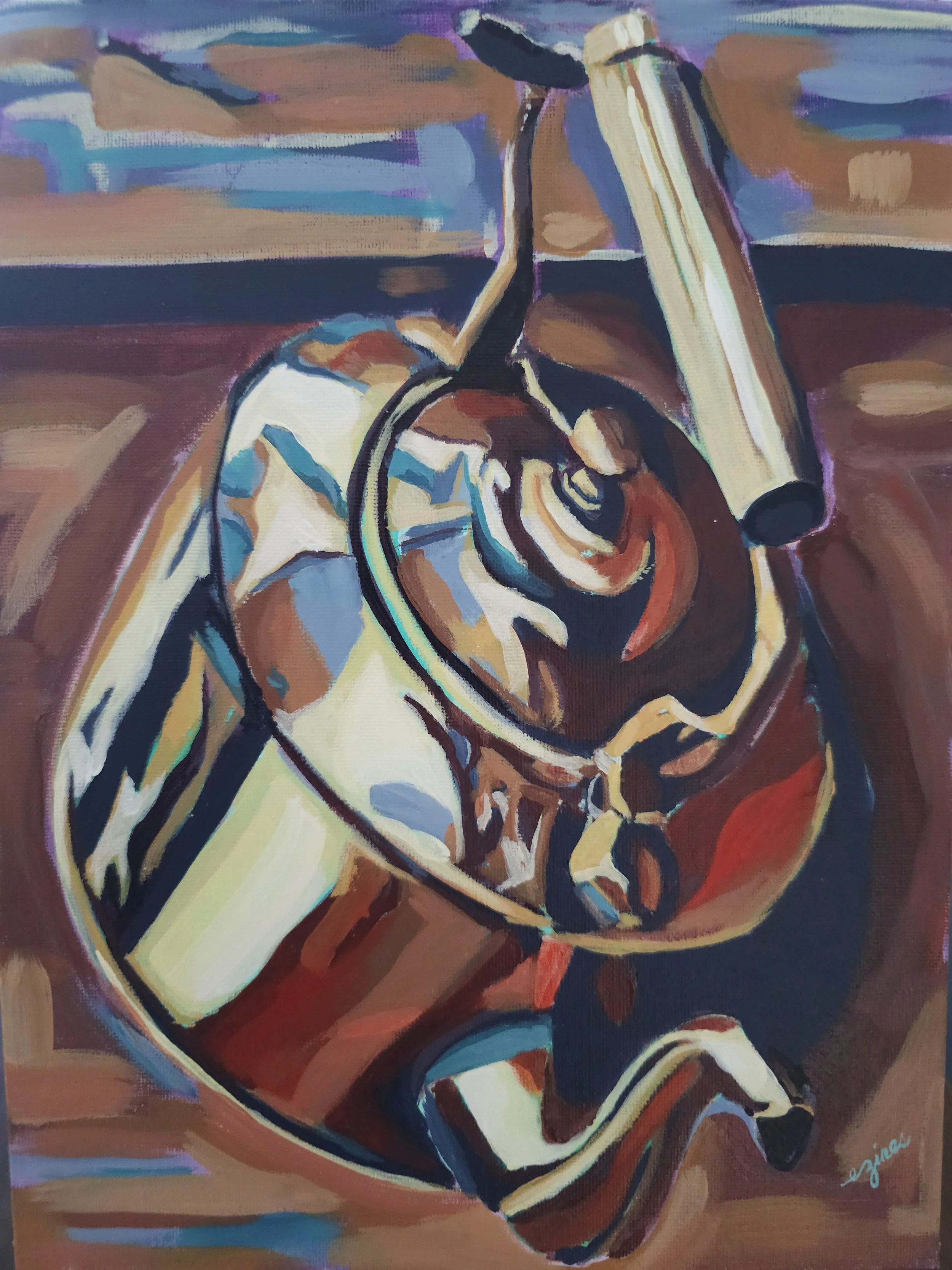 "Copper Kettle" 9 in x 12 in, acrylic on canvas board
