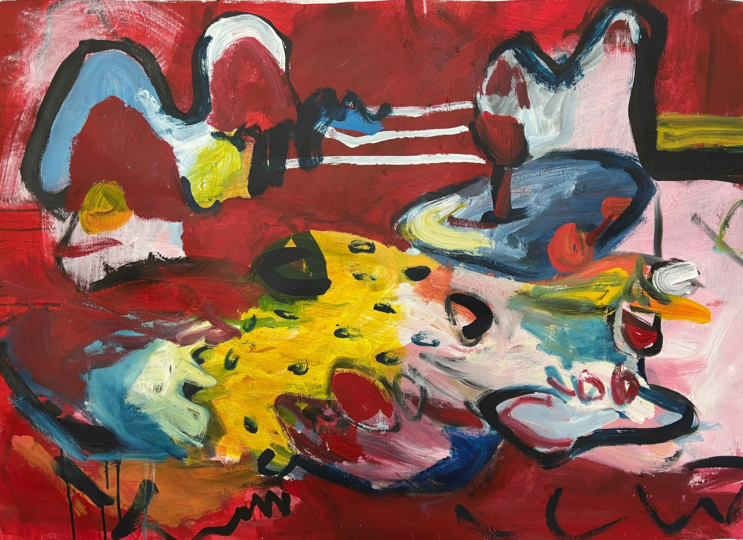 Sara Khakifirooz

"Red Dinner" 
Acrylic and pastel
100 x 120 cm