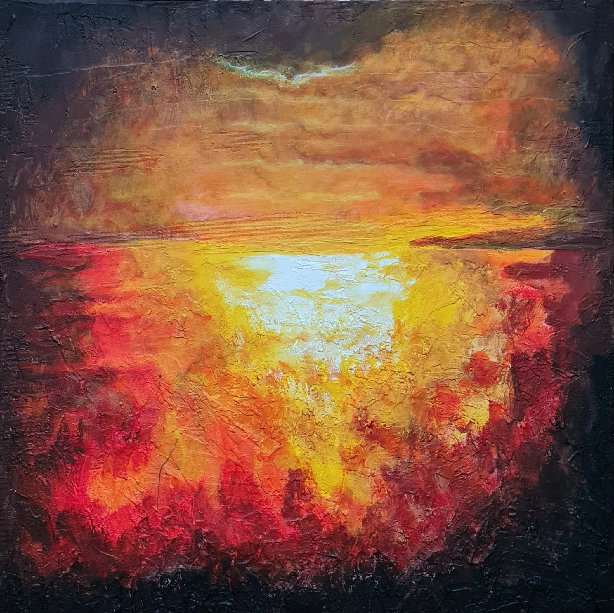 Valentina Ritorova
Latvia

“Bathing in the Golden Lake,” 2026
Acrylic & texture paste on cardboard
40 x 40 cm

