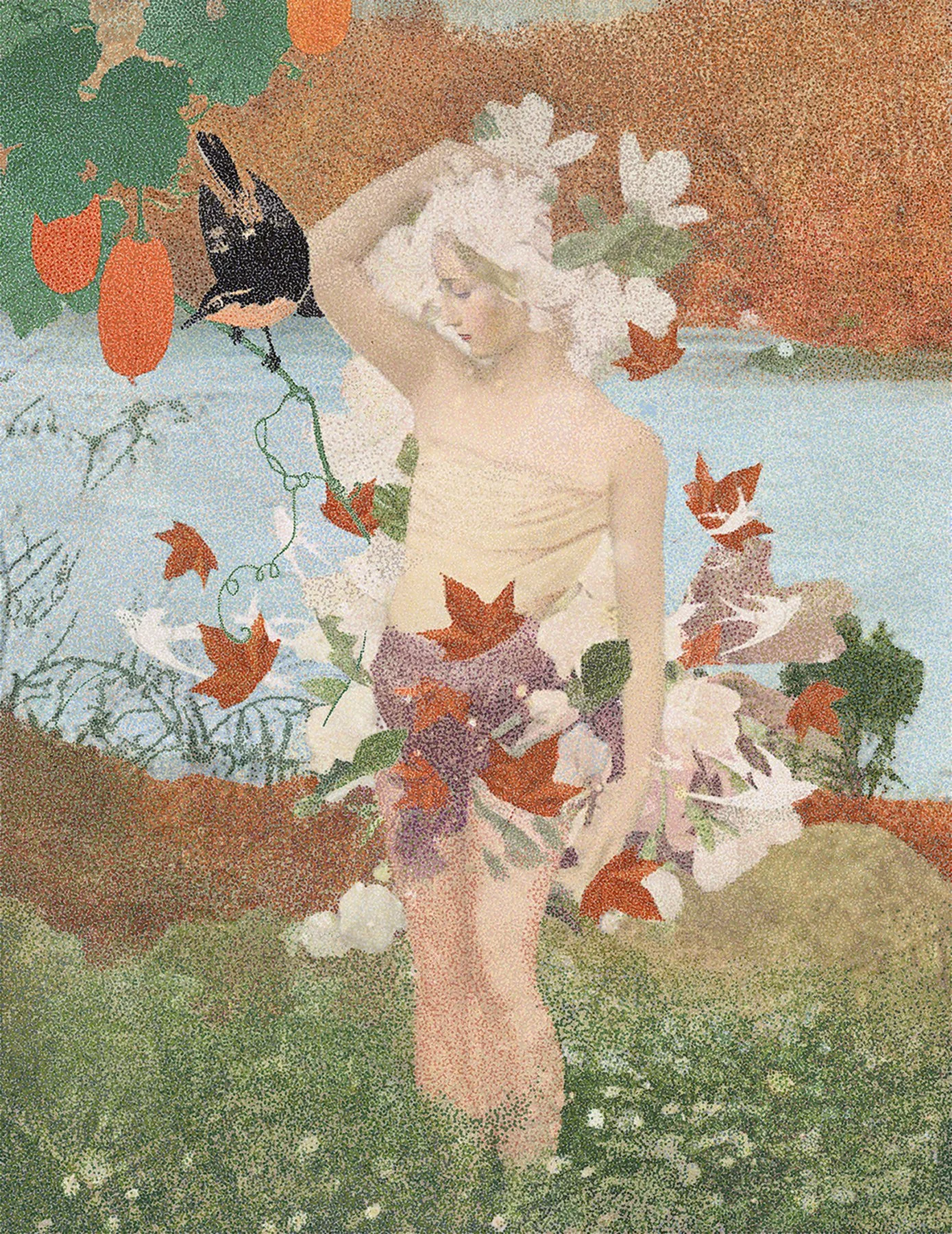 "Urban Nymph" 26 in X 20 in, Micro-Pointillism, Corel Painter