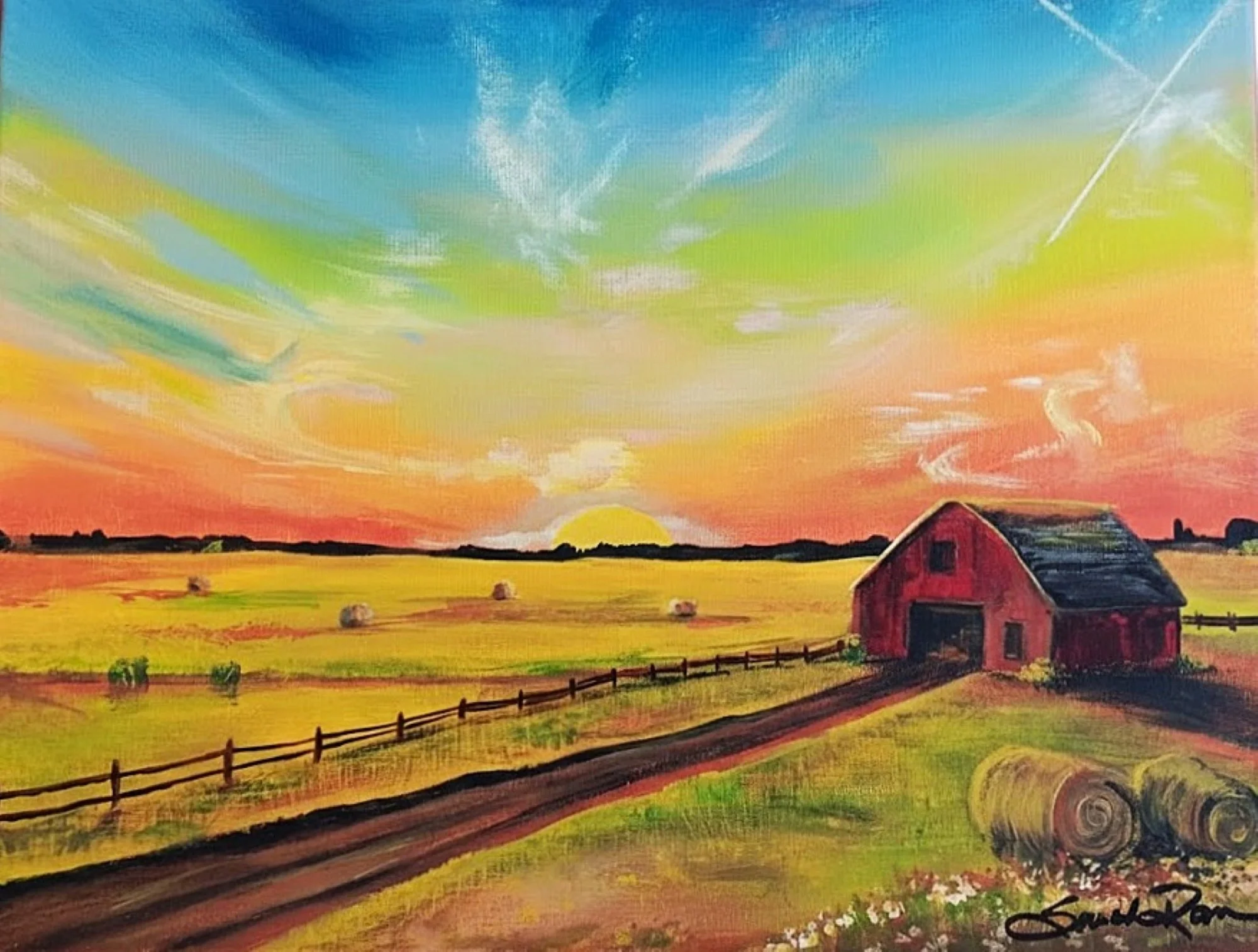 Sarah Romanowski - 
Wisconsin.

"Midwest Landscape" 
Acrylic on Canvas
12 x 9 in