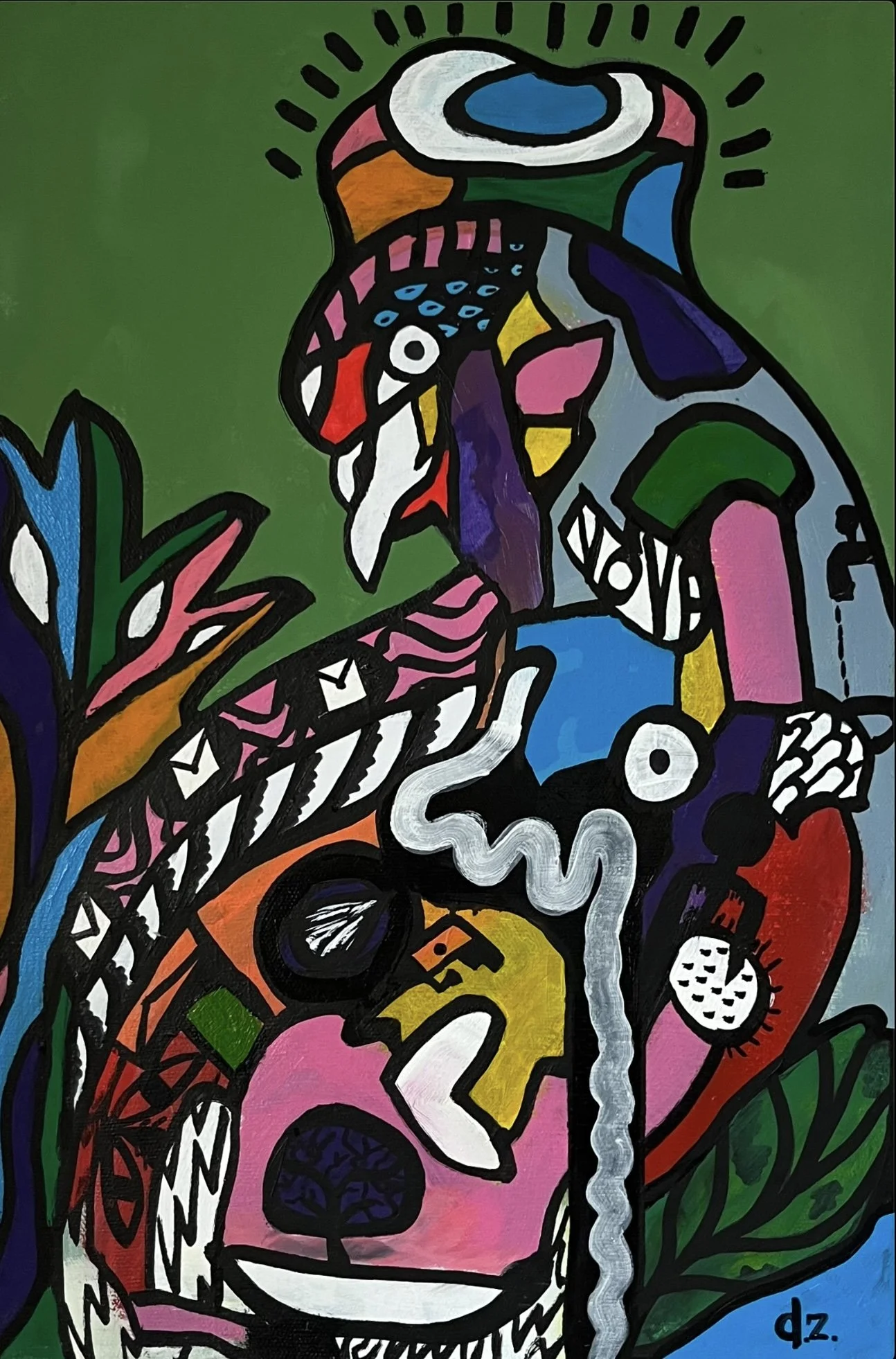 Din Vels - 
Russia.

"Pigeon" 
Canvas, acrylic, mixed media
60 x 40 cm