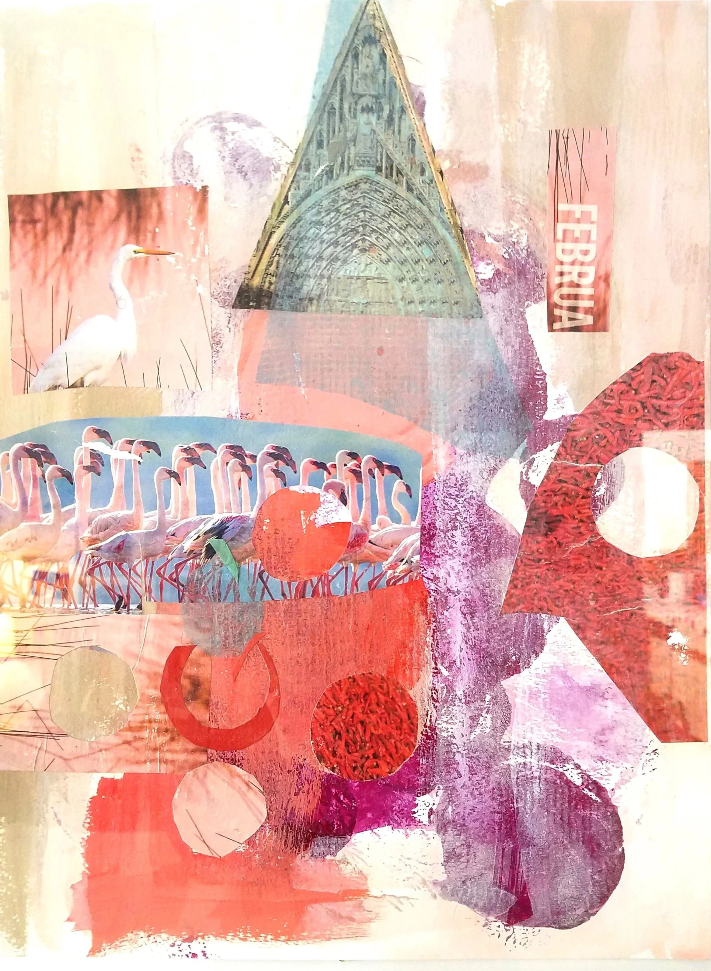 Judy Fox - Lenox, Massachusetts - 

"Flamingo Delight," 2025
Mixed Media
16 x 13 in