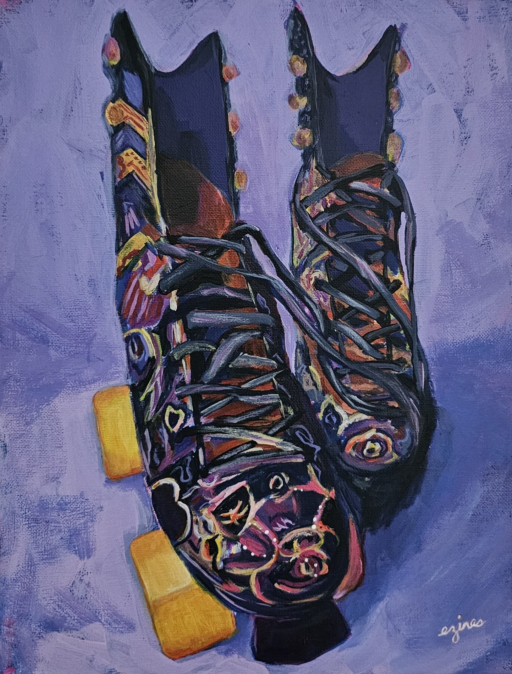 "Let's Roll" 11 in x 14 in, acrylic on stretched canvas
