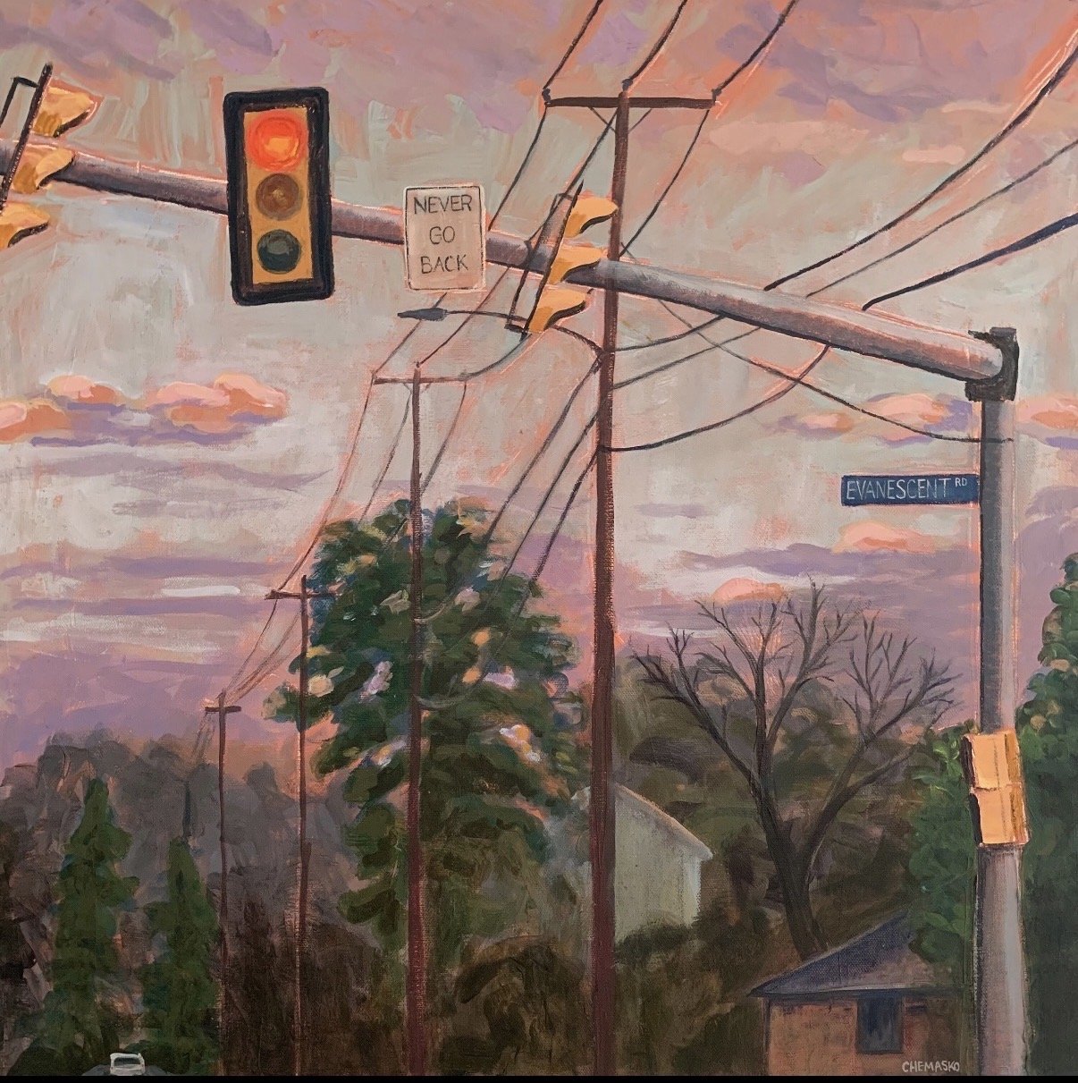 Jenn Chemasko
North Carolina
"Red Light," 2021
Acrylic on canvas
24 x 24 in